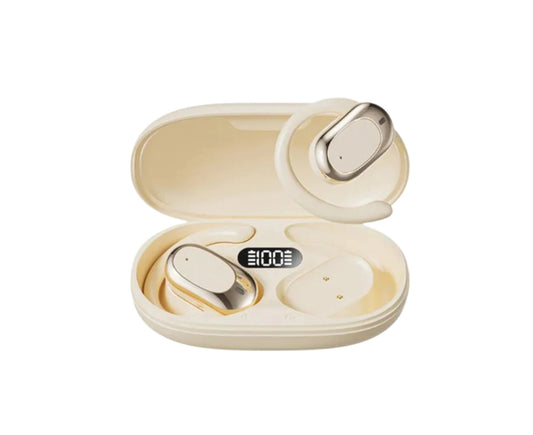 Auriculares Twins Bluetooth con Base de Carga, Display y Enganche para la Oreja
