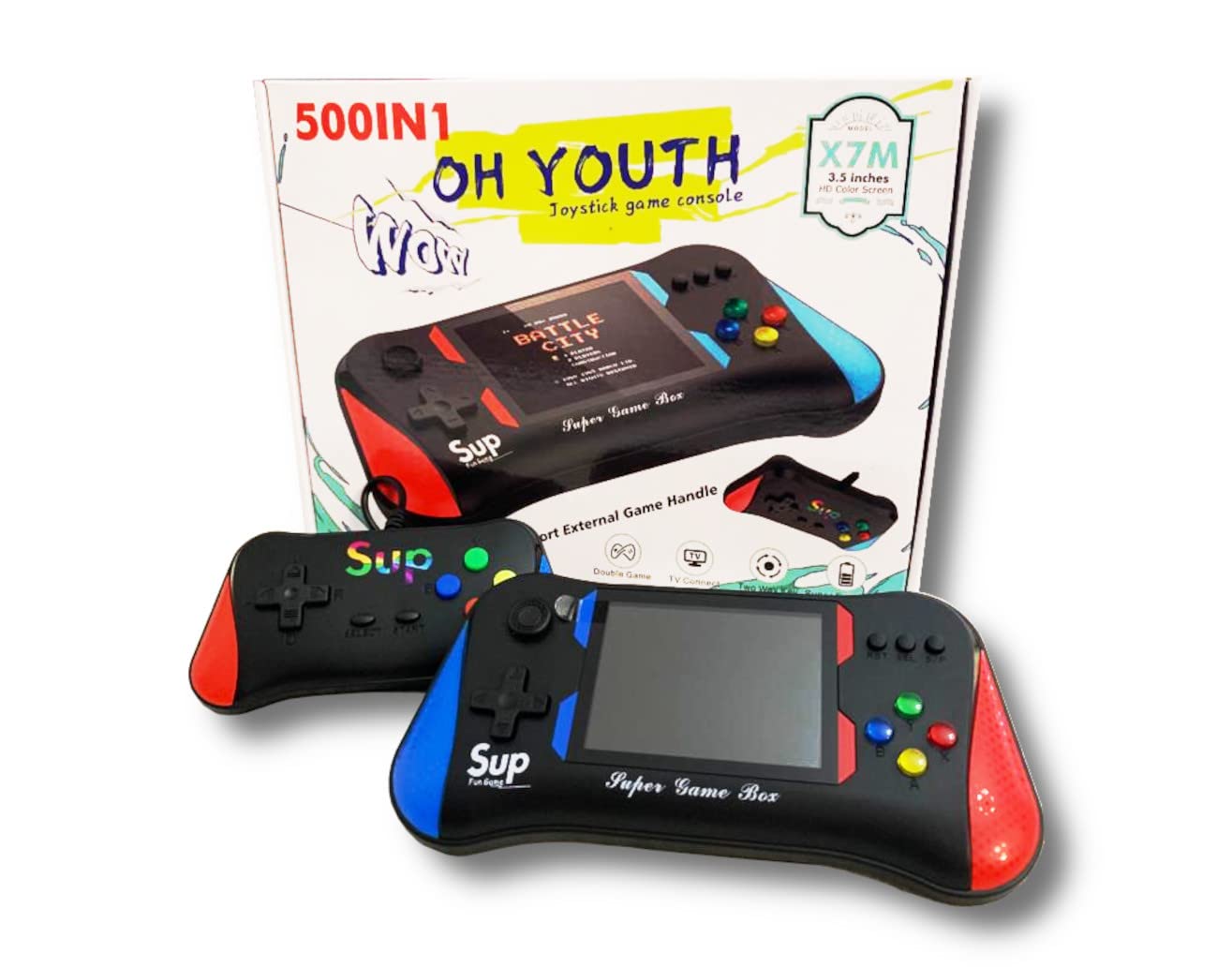 Consola Portátil SUP 500 Juegos Retro – Pantalla 3.5" con Joystick