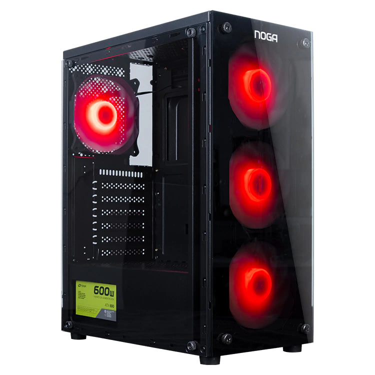 Gabinete Gamer RGB Noga 8608 con Fuente 600W y Coolers RGB