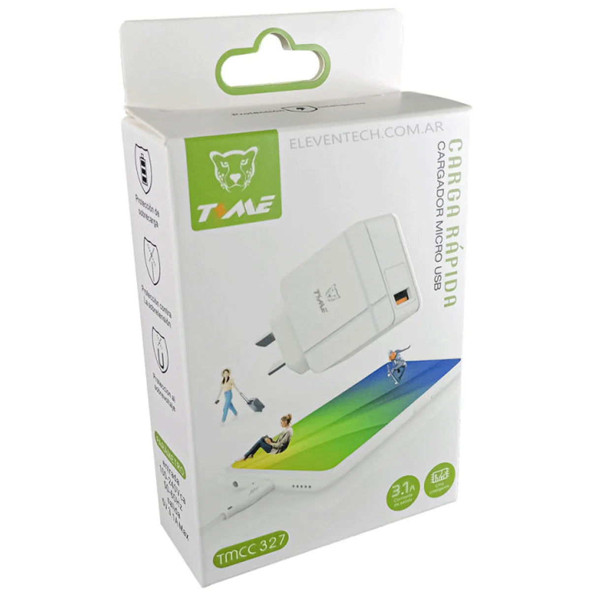 Cargador Micro USB TIME 3.1A – con Cable Desmontable