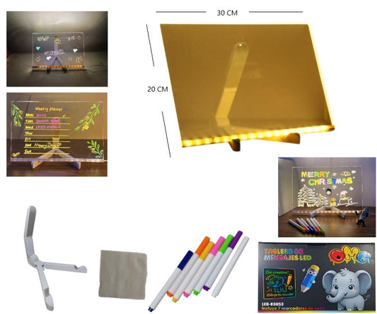 Pizarra LED Luminosa 20x30cm con Marcadores - Mensajes que Brillan