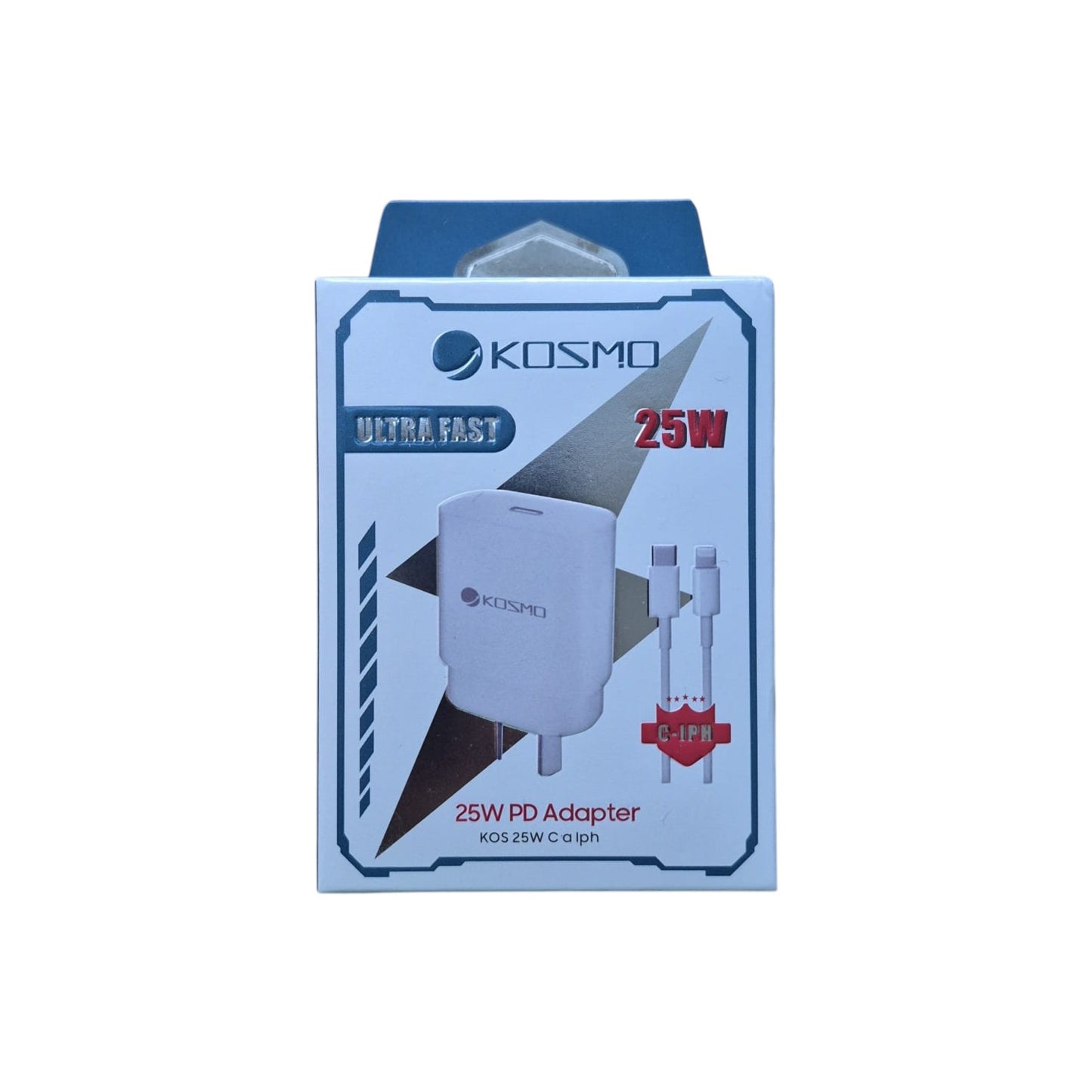 Cargador Kosmo 25W USB-C + Cable USB-C a Lightning – Kit Completo