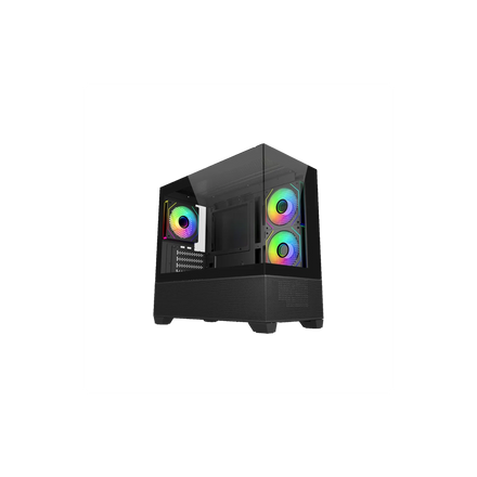Gabinete Cooler Master Elite 490 Mini Tower 3 Fans 120mm ARGB Tempered Glass Black s/Fuente
