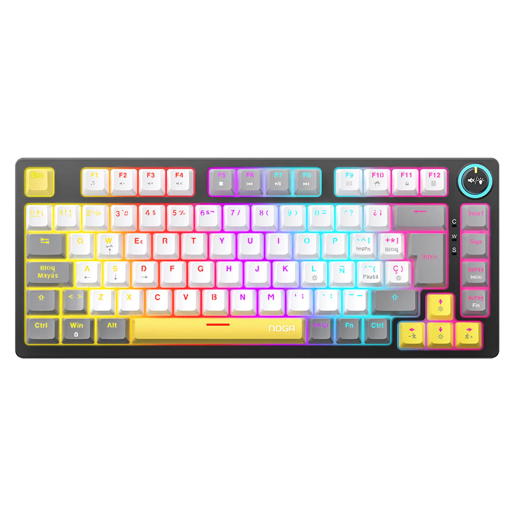 Teclado Mecánico Noganet NKB-68 RGB Gaming White Switch 12 Multimedia