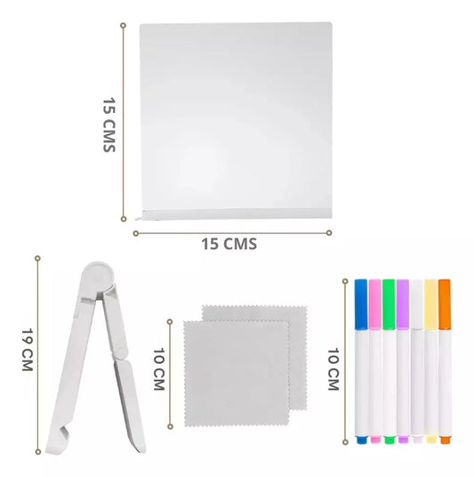 Pizarra LED Luminosa 15x15cm Compacta con Marcadores - Formato Cuadrado