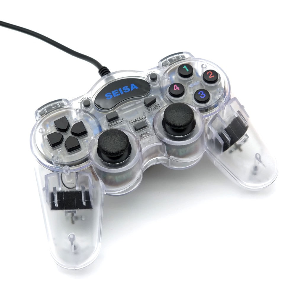 Joystick con Cable Seisa Transparente para PC | Dual Analog USB