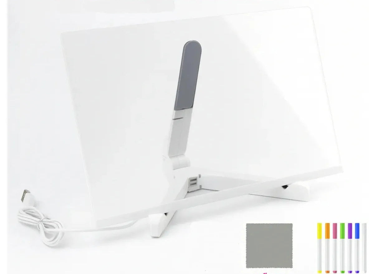 Pizarra LED Luminosa 15x15cm Compacta con Marcadores - Formato Cuadrado