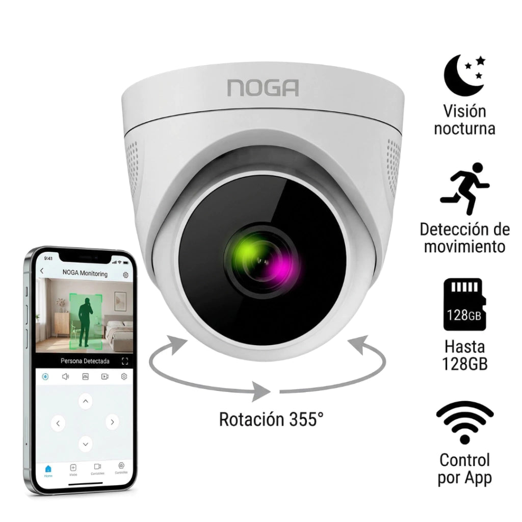 Cámara IP NOGA Domo 360° WiFi 2.4GHz con Audio y Visión Nocturna