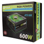 Fuente de PC Noga 600W RGB con Cable Power