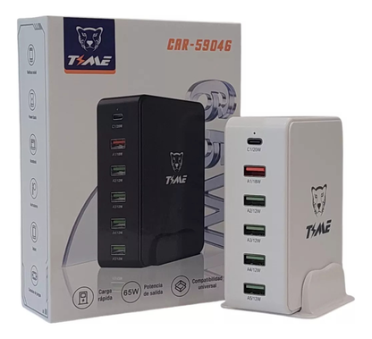 Multipuerto USB Time 6 Puertos - 1 USB-C 20W + 5 USB-A 220V