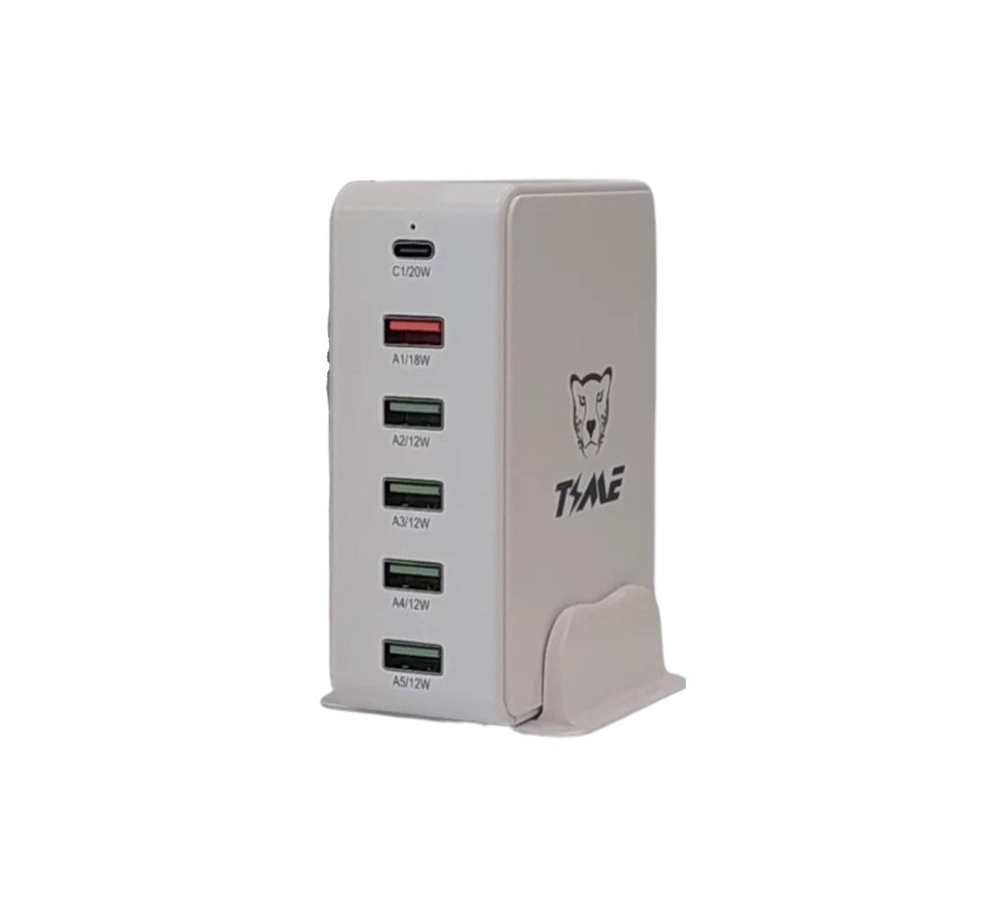 Multipuerto USB Time 6 Puertos - 1 USB-C 20W + 5 USB-A 220V