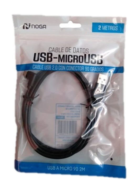 Cable USB-A a Micro USB NOGA 2 metros Conector 90°