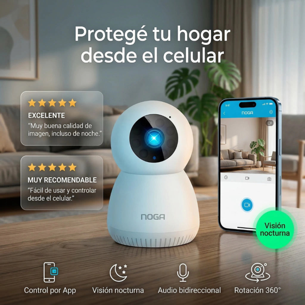 Cámara IP NOGA 360° WiFi 2.4GHz 480p Interior