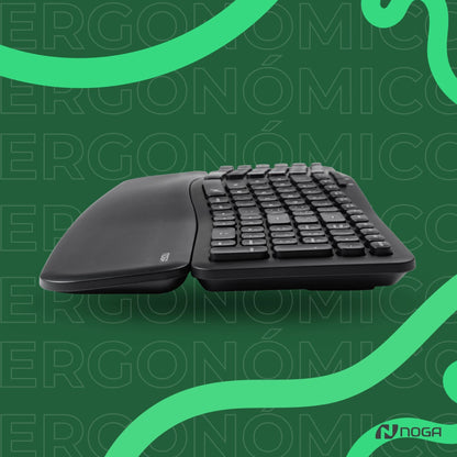 Teclado Inalámbrico Noganet NKB-Q90 Ergonómico Dual Apoya Muñecas