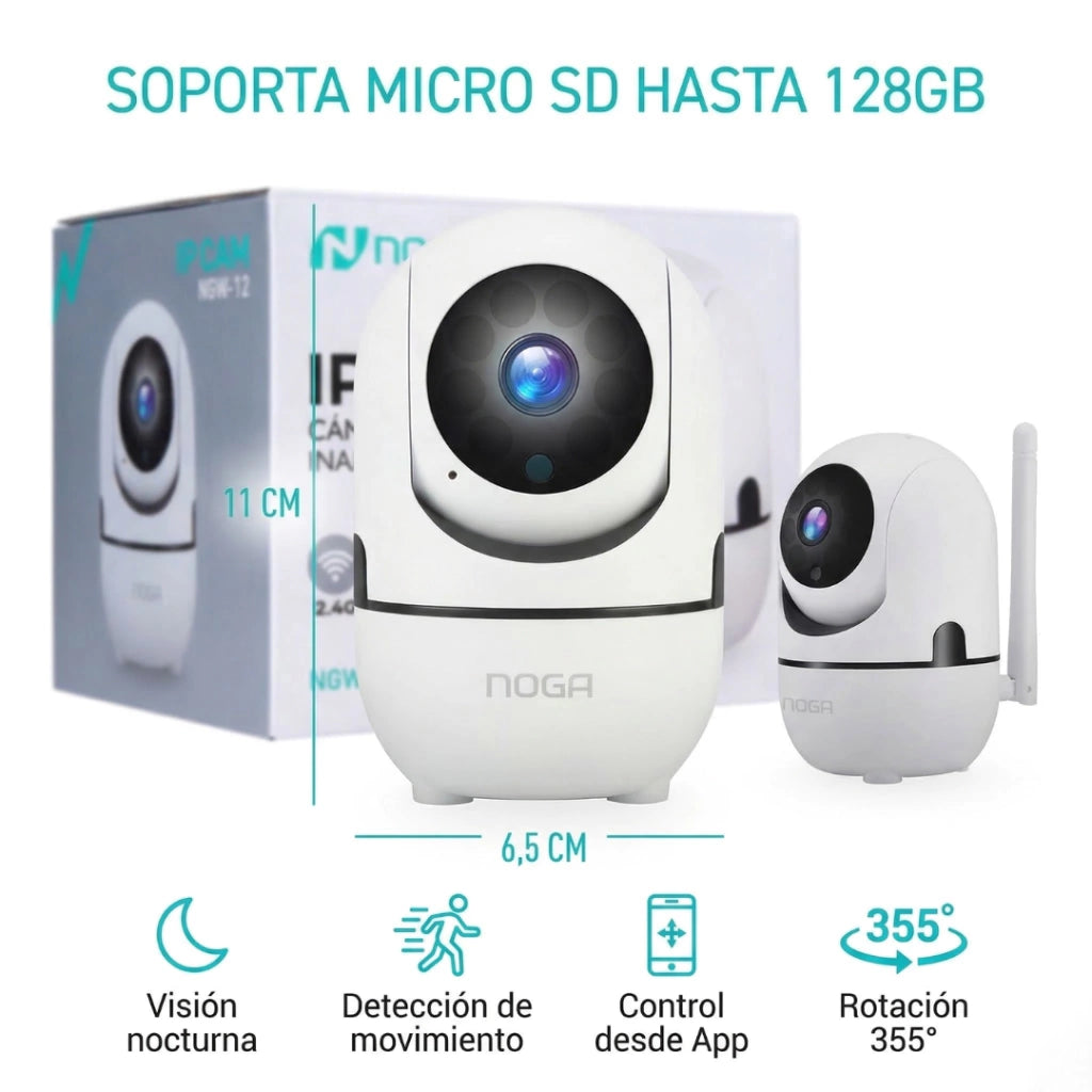 Cámara IP NOGA 360° WiFi 2.4GHz con Audio y Visión Nocturna