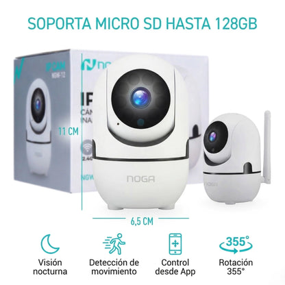 Cámara IP NOGA 360° WiFi 2.4GHz con Audio y Visión Nocturna