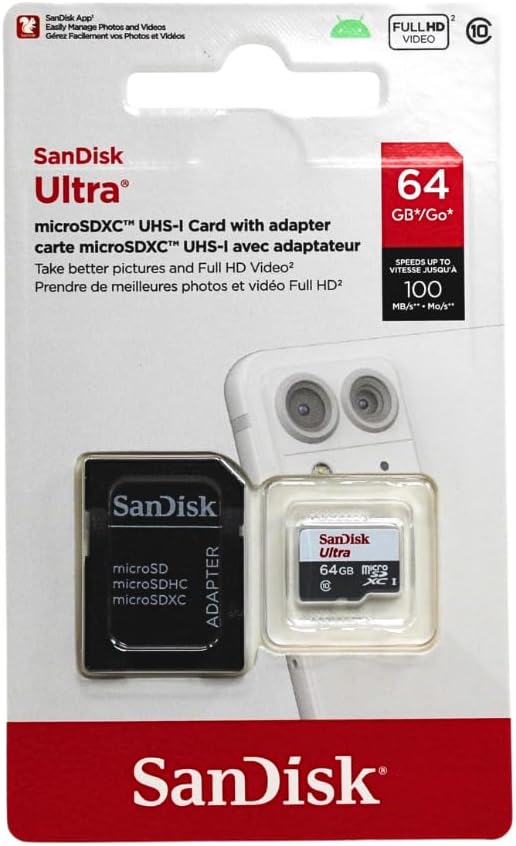 Memoria Micro SD SanDisk Ultra 100MB/s con Adaptador SD
