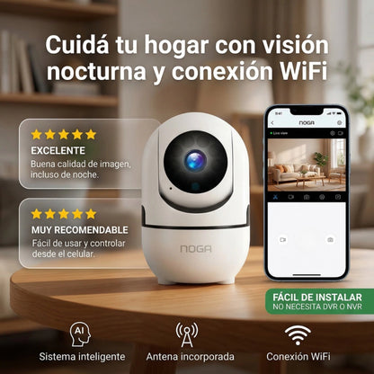 Cámara IP NOGA 360° WiFi 2.4GHz con Audio y Visión Nocturna