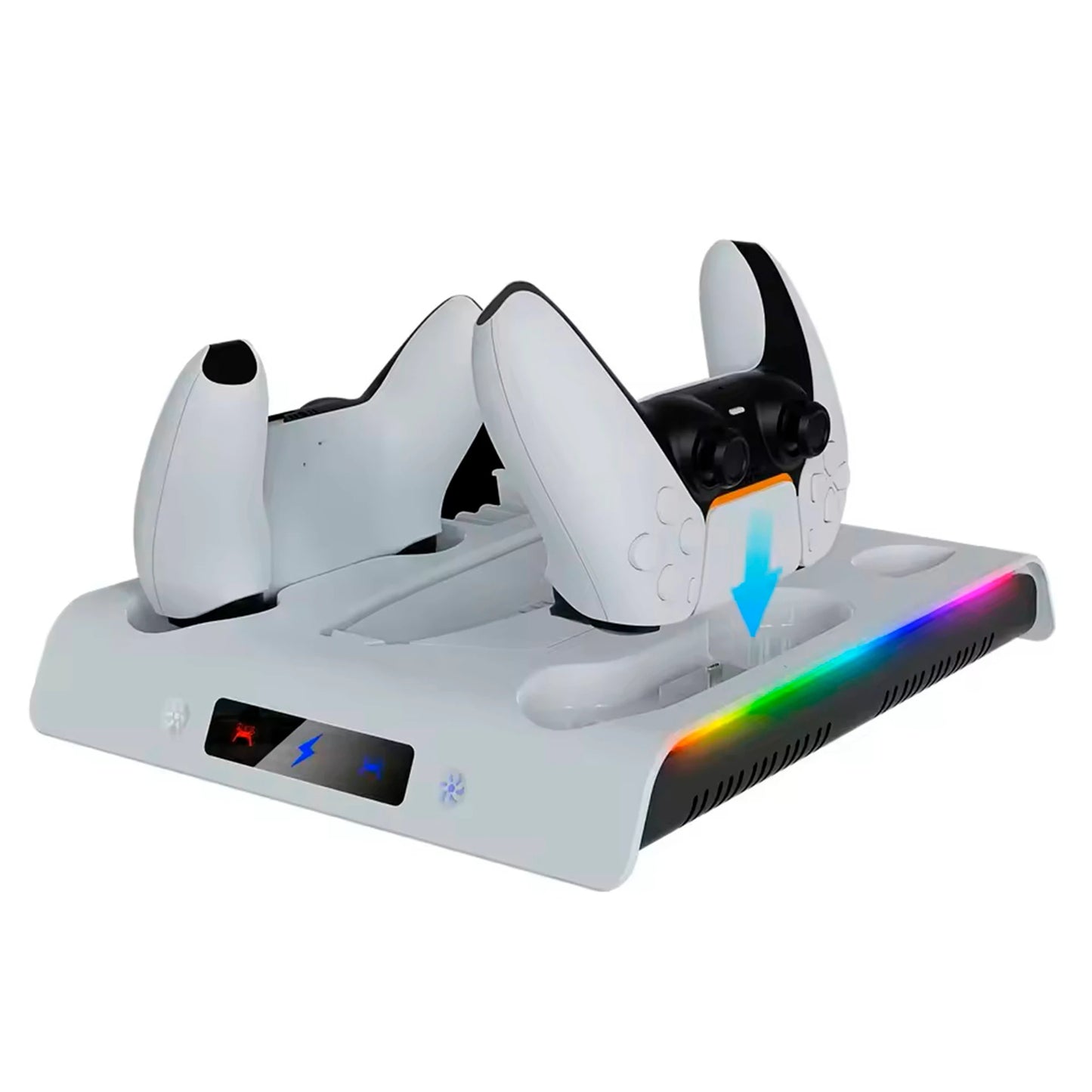 Base para PS5 Slim y Pro con Coolers, RGB, Apoya Auricular y Carga de Joystick