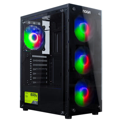 Gabinete Gamer RGB Noga 8608 con Fuente 600W y Coolers RGB
