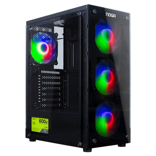 Gabinete Gamer RGB Noga 8608 con Fuente 600W y Coolers RGB