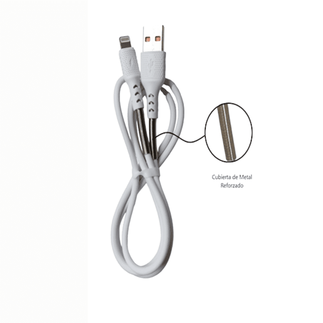 Cable USB a Lightning TIME 1 metro Mallado con Punta Reforzada