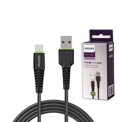 Cable USB-A a USB-C Philips DLC1530C/97 1.2m 3A Negro