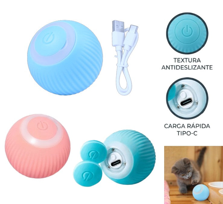 Pelota Interactiva con Luz y Movimiento para Gatos – Rosa / Verde
