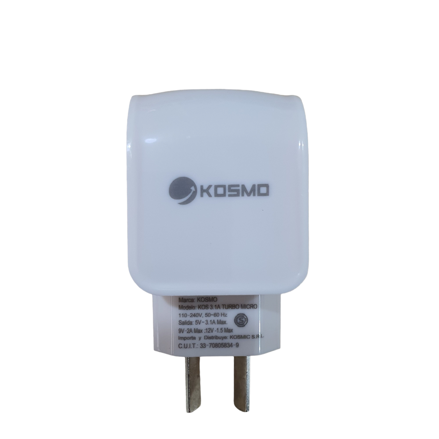 Cargador KOSMO Turbo 3.1A Micro USB – Carga Rápida para Android
