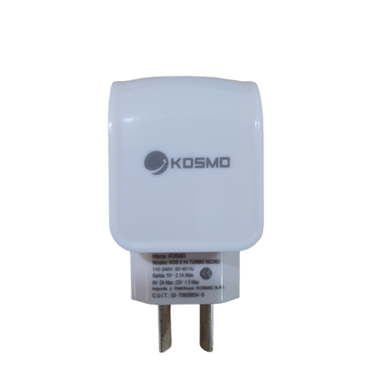 Cargador KOSMO Turbo 3.1A Micro USB – Carga Rápida para Android