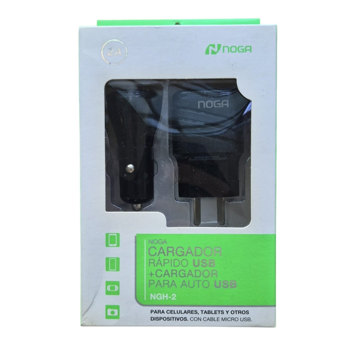 Cargador NOGA 3 en 1 – Cabezal 220V + Cargador Auto 12V + Cable