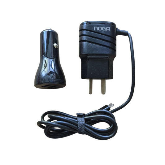 Cargador NOGA 3 en 1 – Cabezal 220V + Cargador Auto 12V + Cable