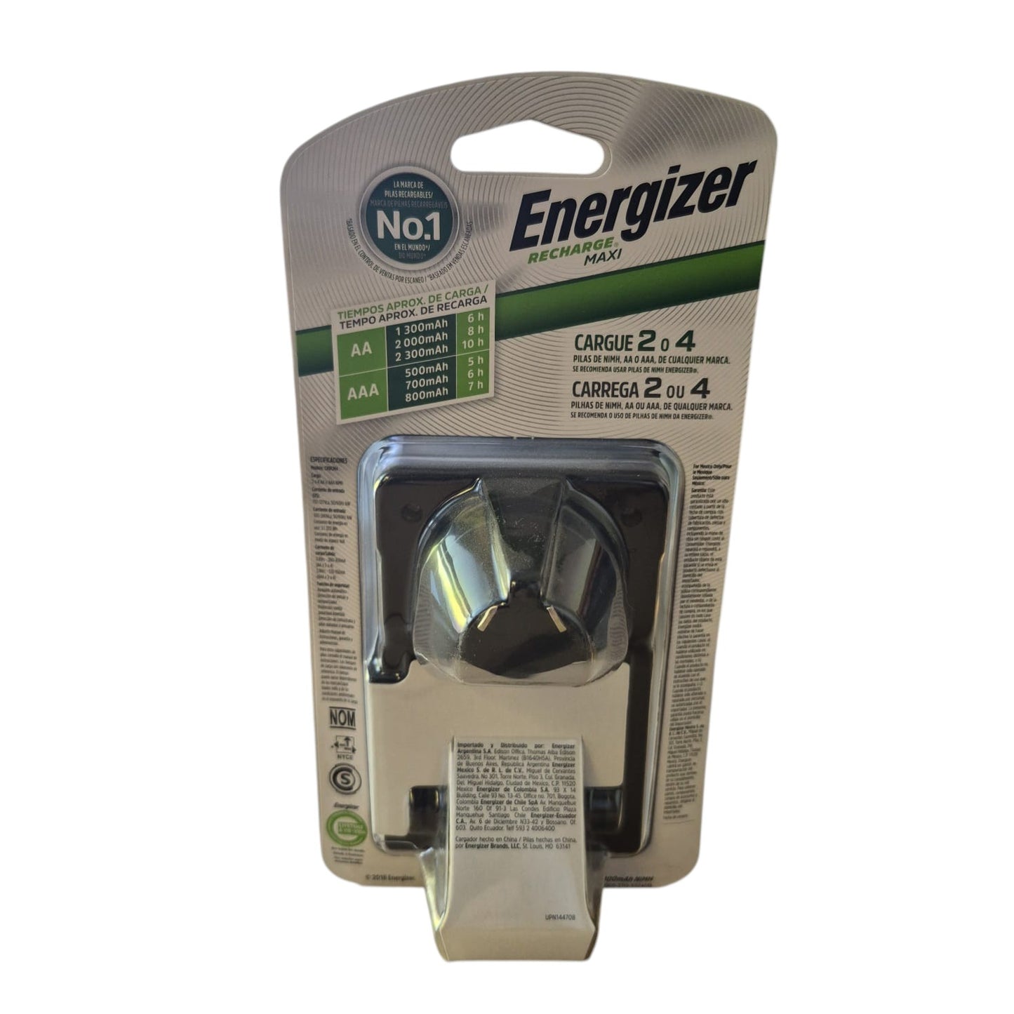 Cargador de Pilas ENERGIZER – 4 Ranuras + 2 Pilas AA Recargables Incluidas