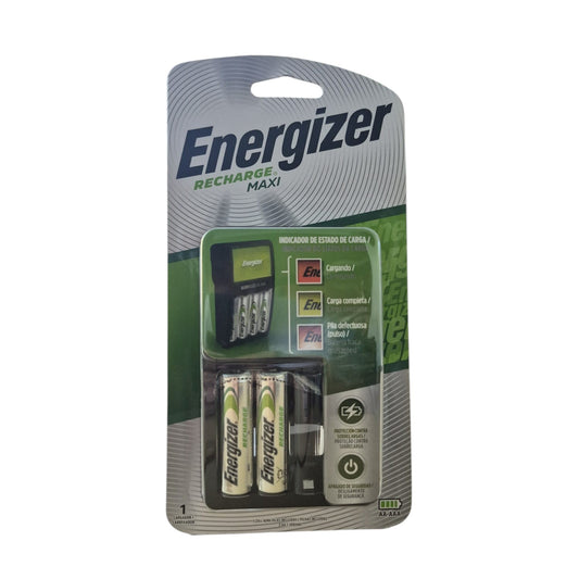 Cargador de Pilas ENERGIZER – 4 Ranuras + 2 Pilas AA Recargables Incluidas