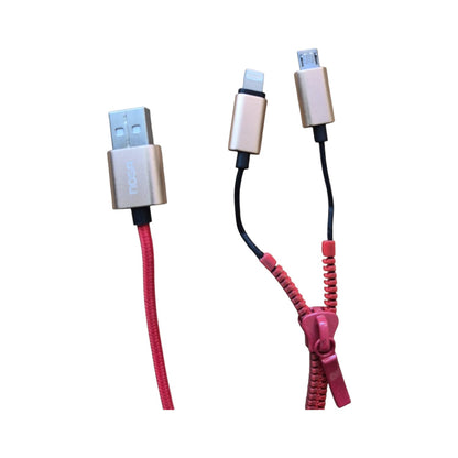 Cable USB 2 en 1 NOGA Zipper Lightning + Micro USB
