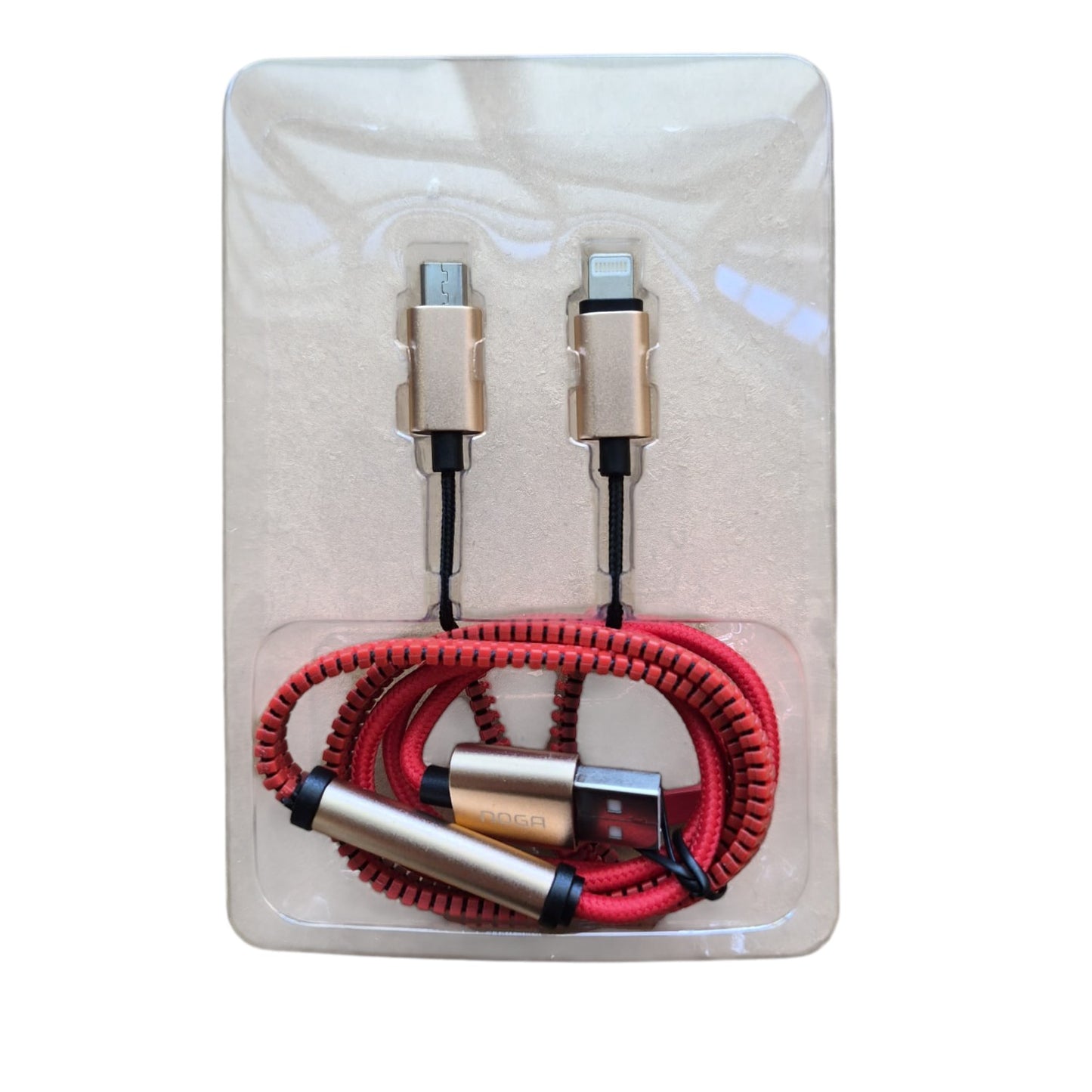 Cable USB 2 en 1 NOGA Zipper Lightning + Micro USB