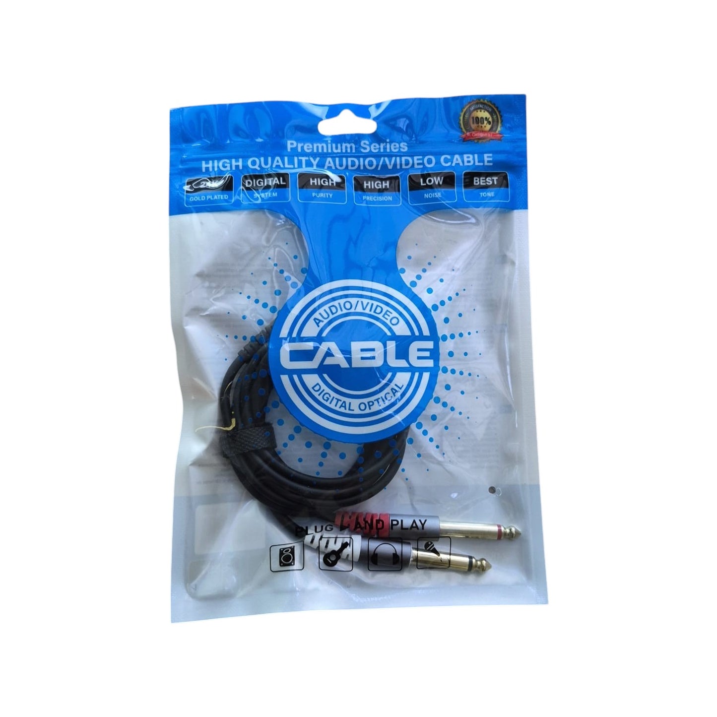 Cable de Audio 2x6.5mm Macho a 2x6.5mm Macho 1.5m