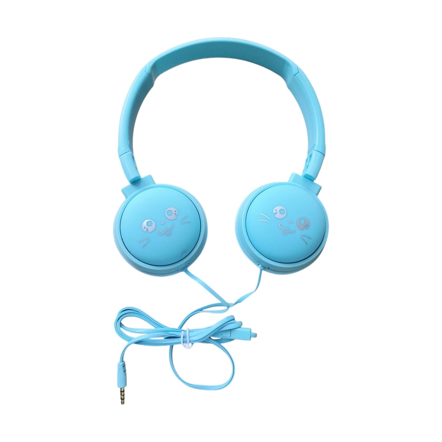 Auriculares Vincha Diseño Gatito Time con Manos Libres — Negro, Blanco y Celeste