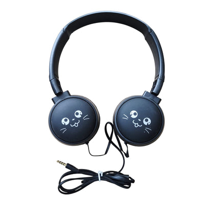 Auriculares Vincha Diseño Gatito Time con Manos Libres — Negro, Blanco y Celeste