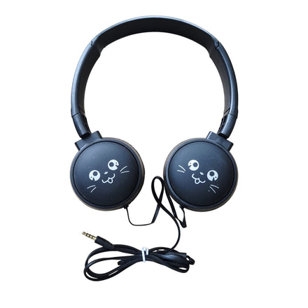 Auriculares Vincha Diseño Gatito Time con Manos Libres — Negro, Blanco y Celeste