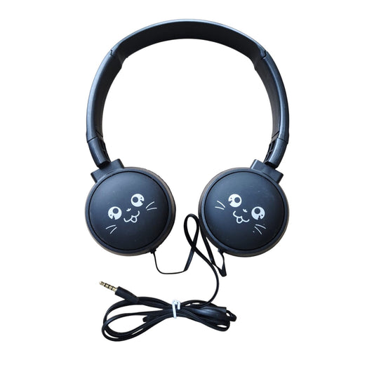 Auriculares Vincha Diseño Gatito Time con Manos Libres — Negro, Blanco y Celeste