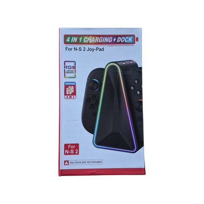 Cargador 4 en 1 para JOY CON SWITCH 2 luces RGB