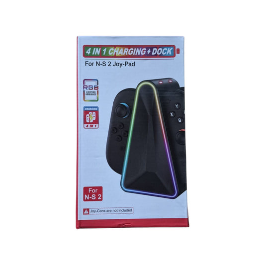 Cargador 4 en 1 para JOY CON SWITCH 2 luces RGB
