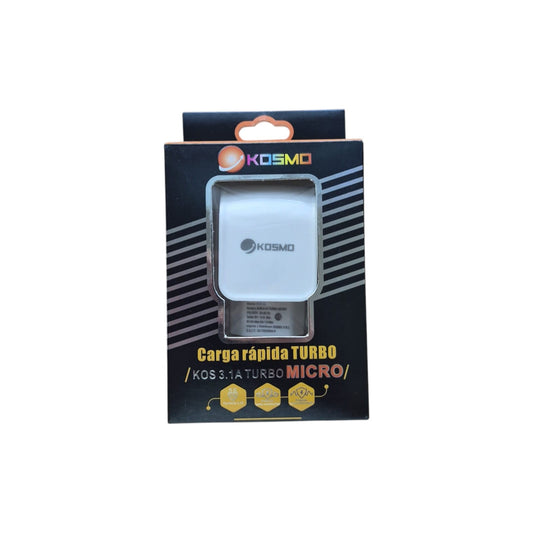Cargador KOSMO Turbo 3.1A Micro USB – Carga Rápida para Android
