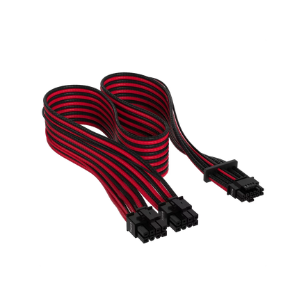 Cable con fundas individuales PCIe Gen 5 12V-2x6 de 600 W y 12 4 patillas con funda individual, Type 4, ROJO/NEGRO