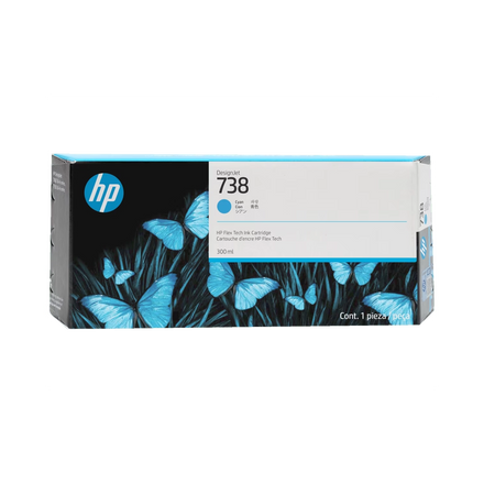 Cartucho de Tinta Plotter HP 738 Cian Alta Capacidad