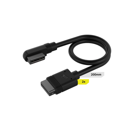 Cable CORSAIR iCUE LINK 2x 200mm con conector 90° negro