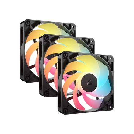 Kit de ventiladores CORSAIR flujo invertido RS120-R ARGB de 120 mm x3 negro