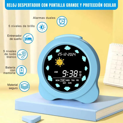 Despertador Infantil Digital SXW-380 - Alarma, Fecha y Luz Regulable | Celeste o Rosa