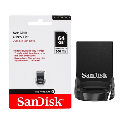 Pen drive SanDisk Ultra Fit 64GB USB 3.2 - 300MB/s